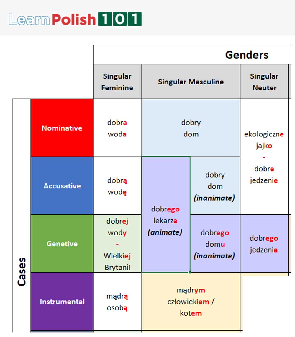 Polish grammar cases - Masculine, Instrumental